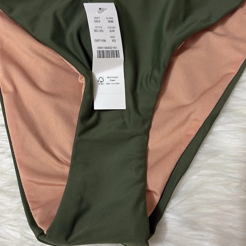 NWT J. Crew Green Bikini Swim Bottoms Only XS